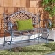 preview thumbnail 2 of 29, SAFAVIEH Outdoor Living Abner Wrought Iron 46-inch Garden Bench. - 45.8" W x 20" L x 40" H Antique Blue