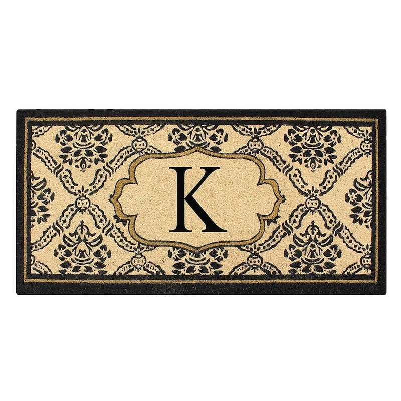 A1HC Uriel Treated Coir Monogrammed Entry Double Door Mat 30"x 60" - K