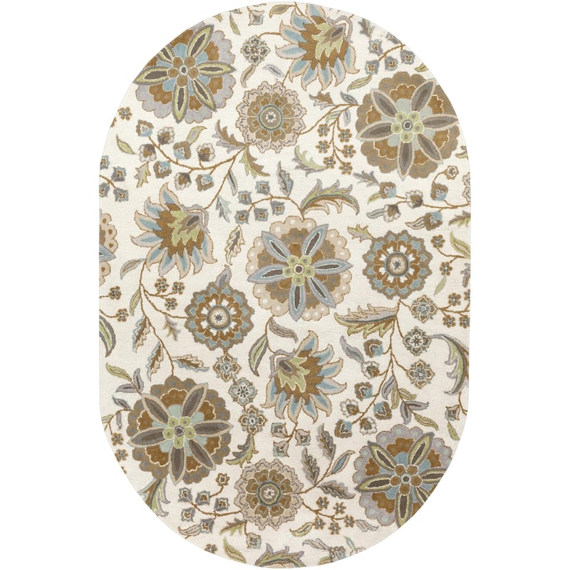 Livabliss Athena Transitional Area Rug - White - 6' x 9' Oval
