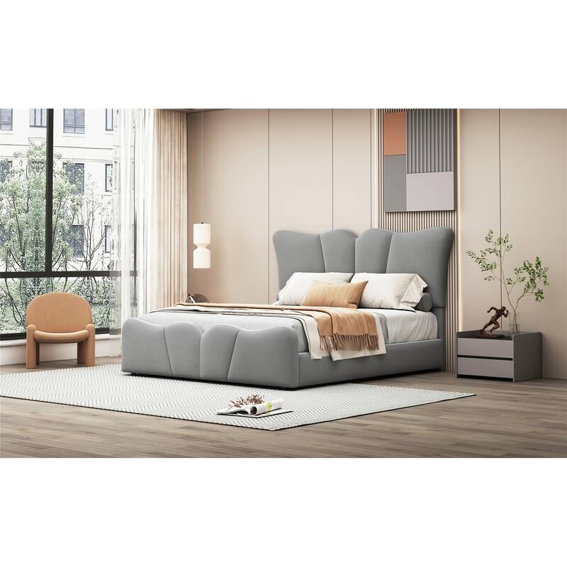 Luxurious Velvet Upholstered Platform Bed - Twin/Full Sizes with Stylish Headboard & Footboard, Sturdy Construction