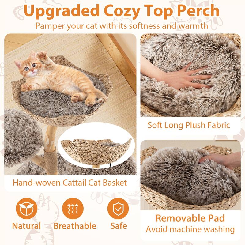Grey 4-Tier Cat Activity Center with Plush Perch and Condo Hideout and Jute Scratching Posts - 23.5" x 41.5"