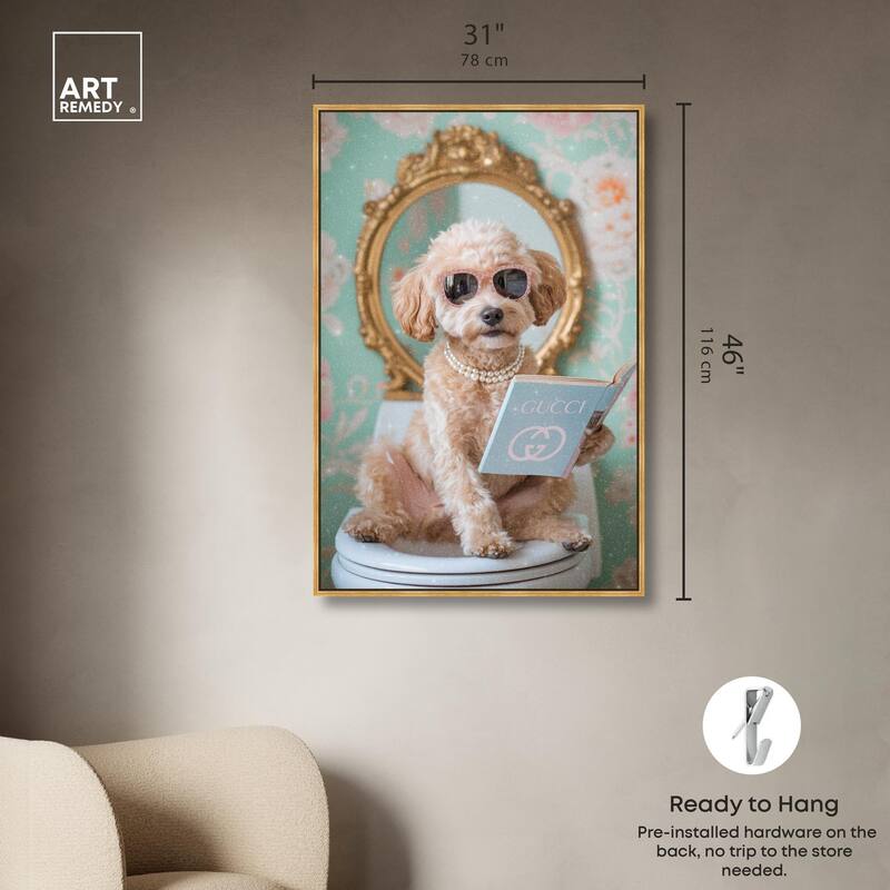 Goldendoodle Toilet Time Canvas by Art Remedy