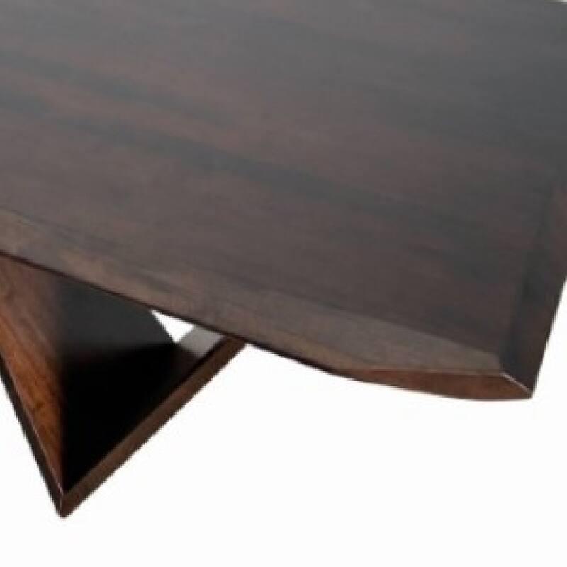 Rumy Dining Table, Diamond Profile Edges, Brown Solid Wood, 83 Inch