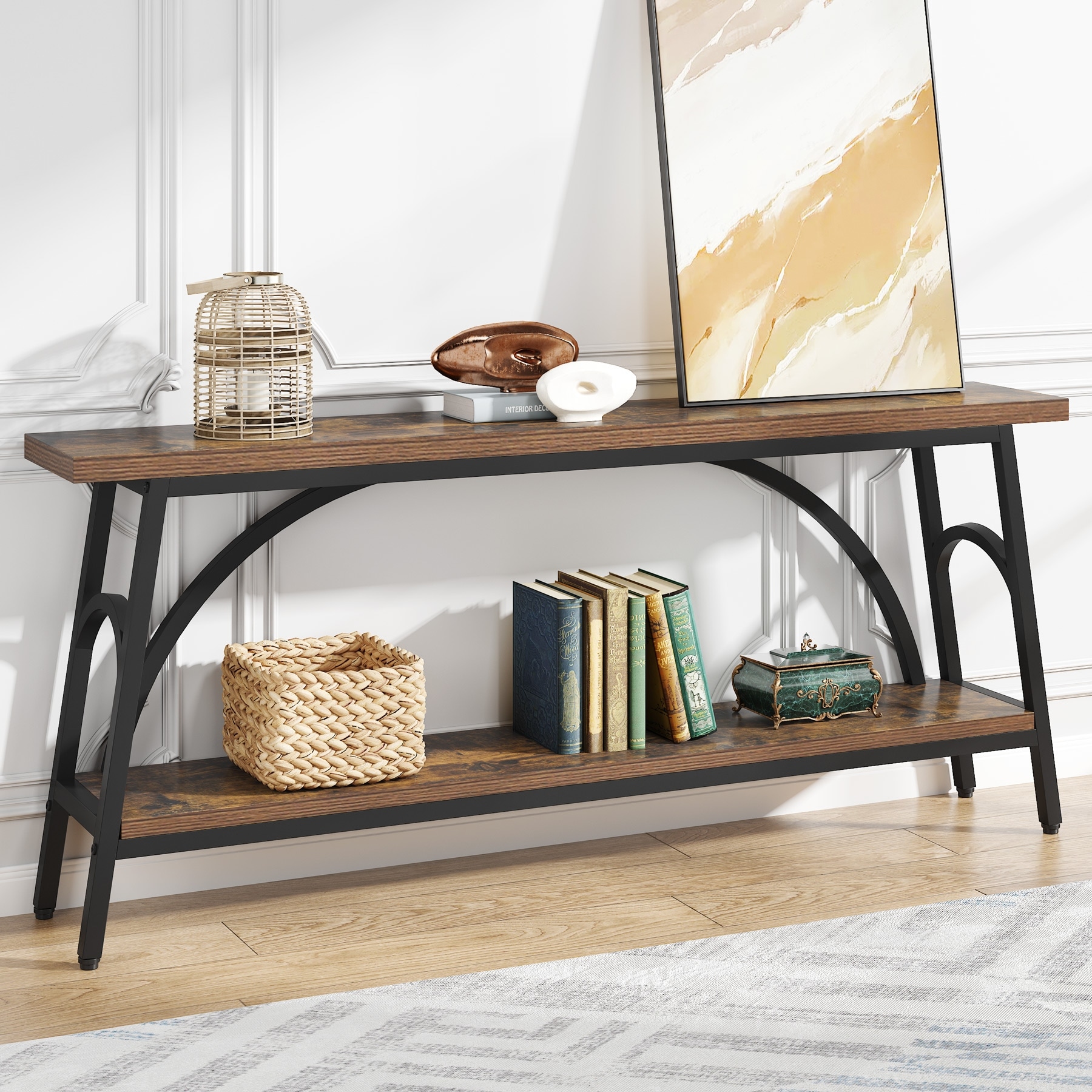 Narrow sofa top console table