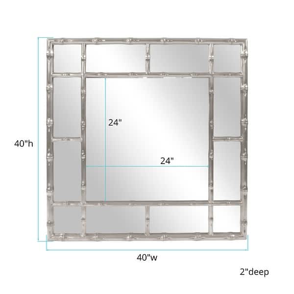 dimension image slide 0 of 8, Allan Andrews Square Bamboo Framed Wall Mirror - 40" x 40"