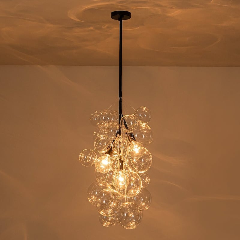 Creative 3-Light Cluster Clear Glass Bubble Chandelier For Dining Room