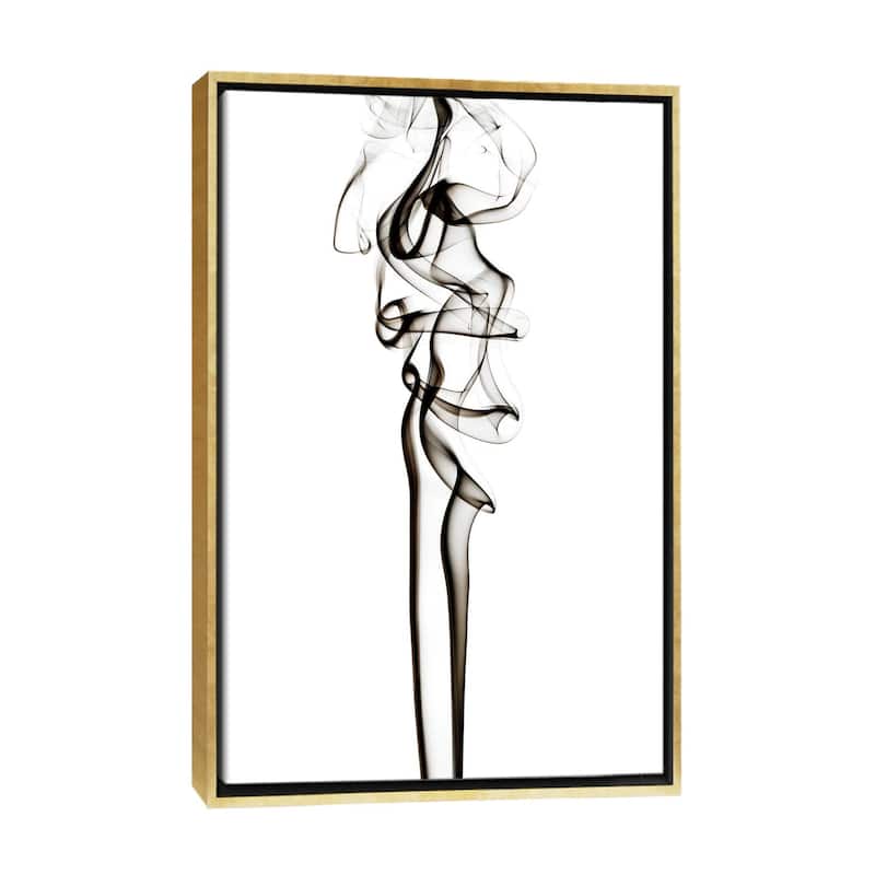 iCanvas "Abstract Black Smoke - Sensual" by Philippe Hugonnard Framed Canvas Print - Gold - 26x18