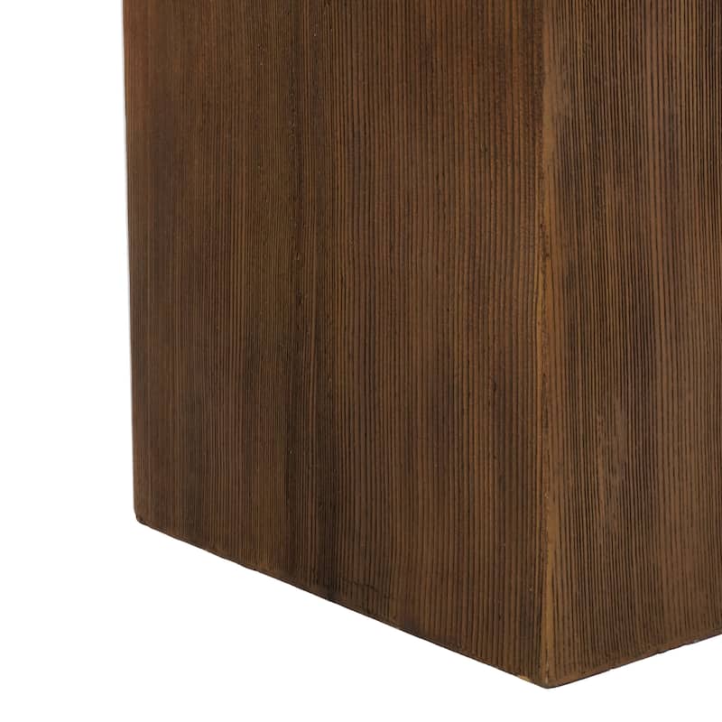 MGO Square Side table [Antique white top + Antique white+Natural wood frame]