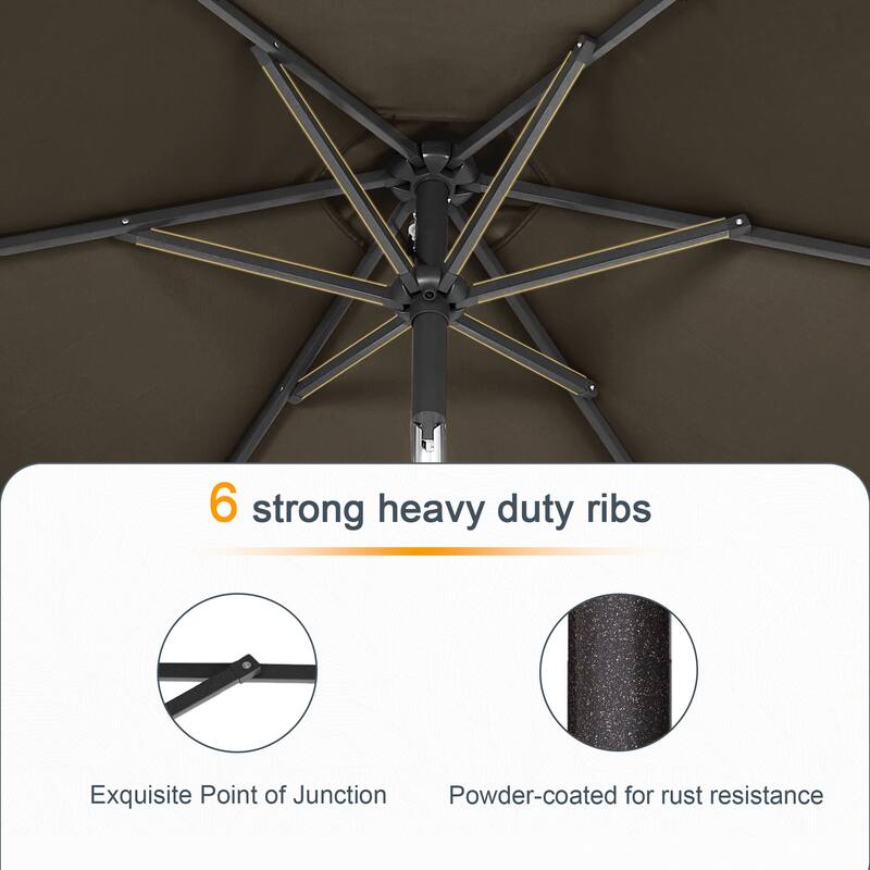 LIVOOSUN 6x9Ft LED Patio Umbrella Weather Resistant Table Umbrella