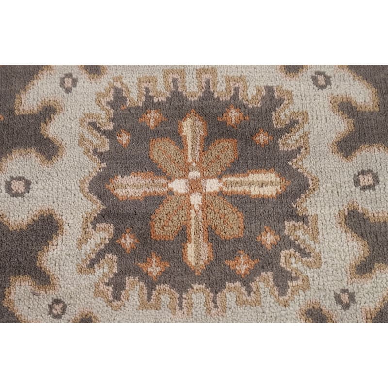 All-Over Floral Oushak Indian Area Rug Hand-Knotted Wool Carpet - 7'10"x 10'3"