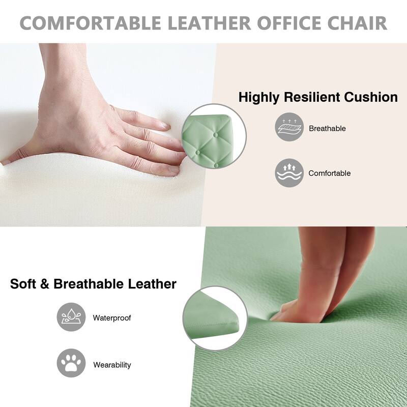 Javlergo Armless Office Desk Chair PU Leather Mid-Back Adjustable Height 360° Rolling Swivel for Home Office Work