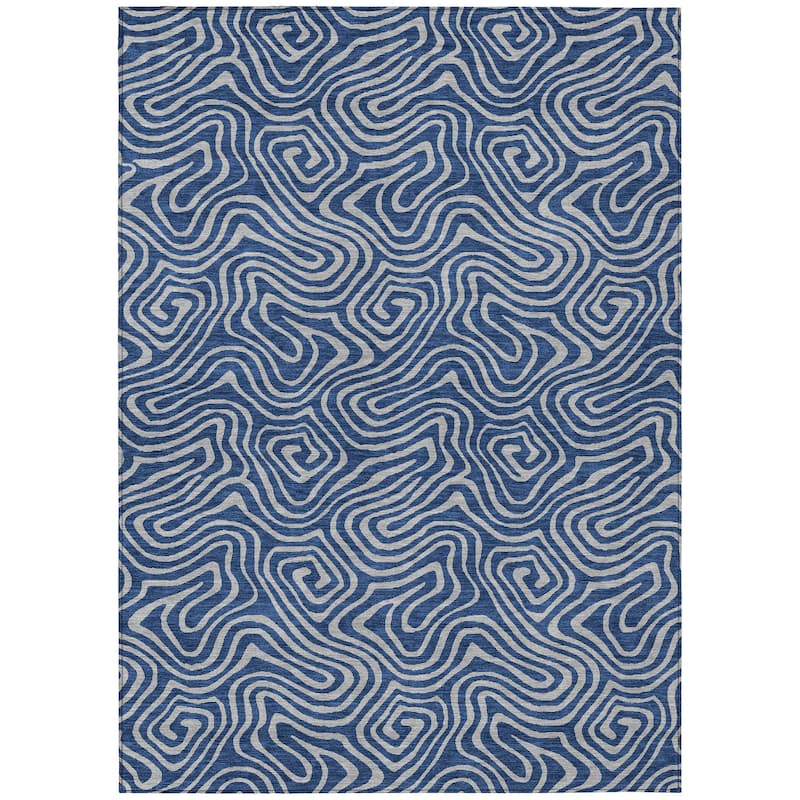 Machine Washable Indoor/ Outdoor Modern Trance Chantille Rug