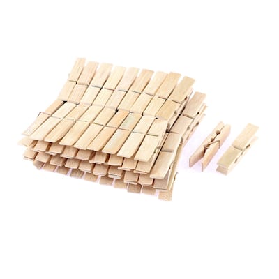60Pcs Household Wooden Nonslip Multipurpose Clothing Clothespins Clips - Wood Color - 2.4" x 0.47" x 0.6"(L*W*T)