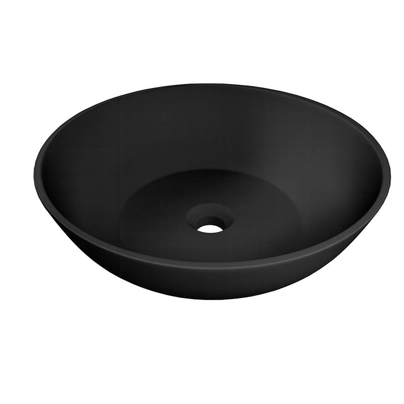 Monty Matte Black Round Circle Solid Surface Vessel Sink