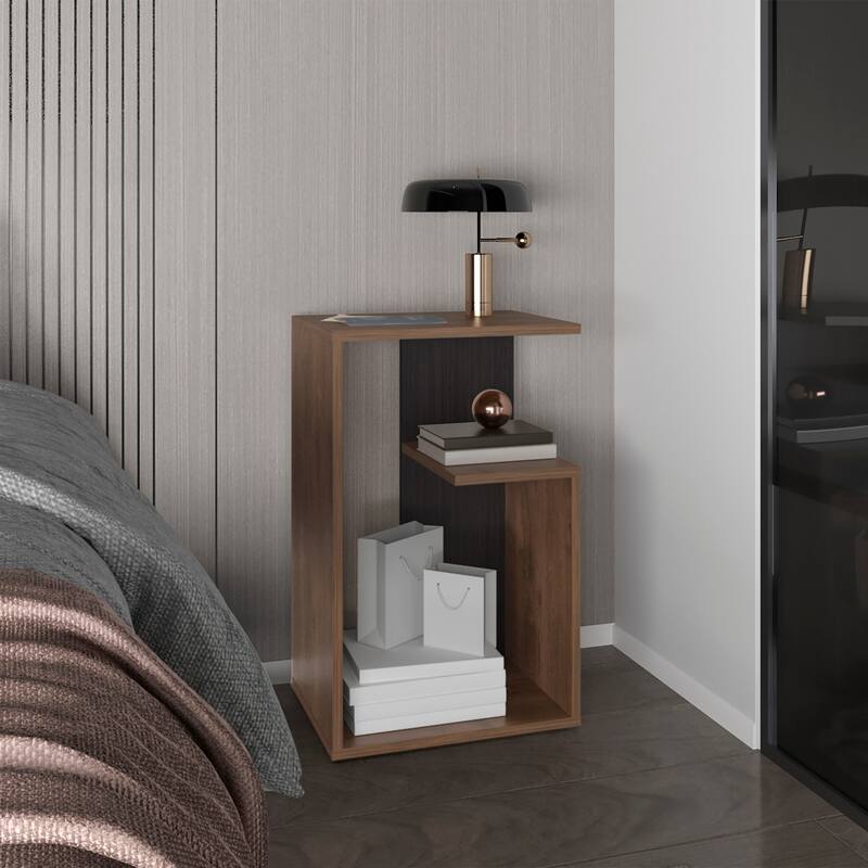 Side Table 25" H, 1 Shelf with durable engineered wood construction,easy to assemble