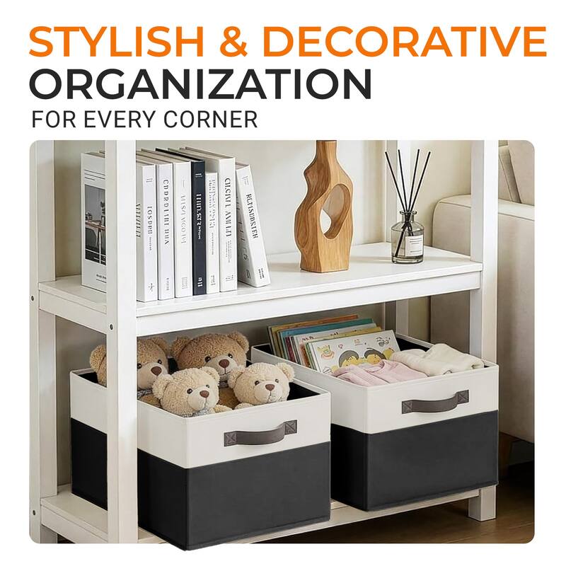 Cheer Collection 4 Pack Large Fabric Storage Baskets with Handles Collapsible Organizer Bins