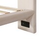 preview thumbnail 13 of 11, Beige Queen Size Platform Bed w/ Sensor Light, 2 Large Backrests & USB Port
