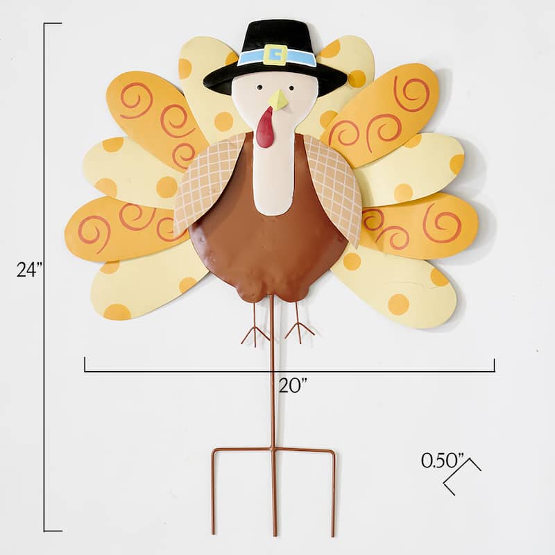 24" Metal Turkey Thanksgiving Outdoor Yard Stake - 24