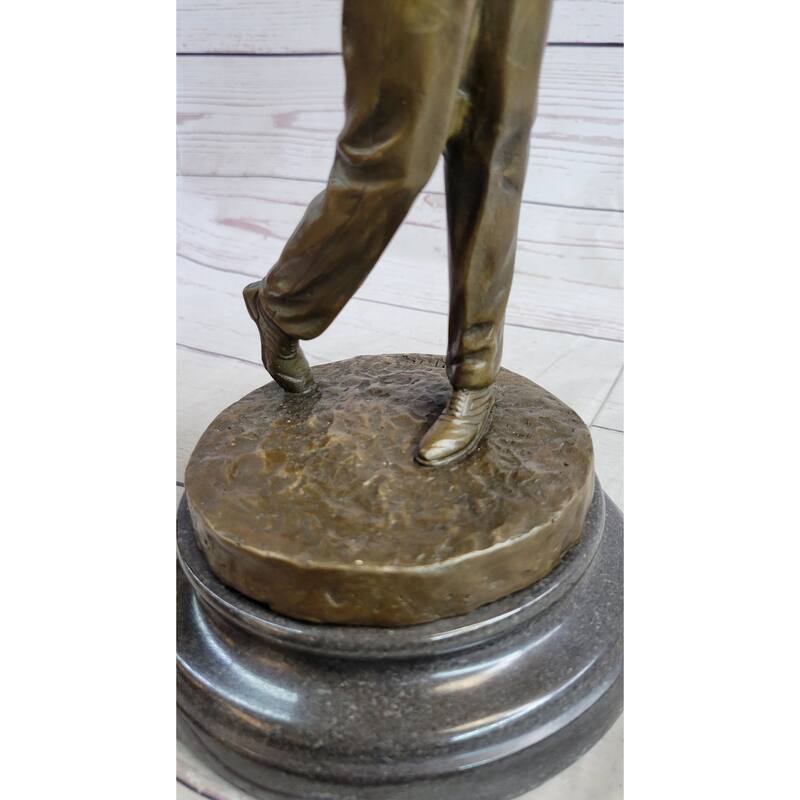 Golf Dad Golfer Golfing Man Bronze Sculpture Statue Figure Country Club Decor Marble Base