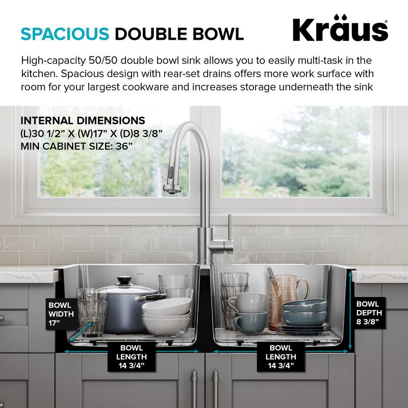 KRAUS Fairlane Drop In Top Mount 18 Gauge Stainless Steel Kitchen Sink