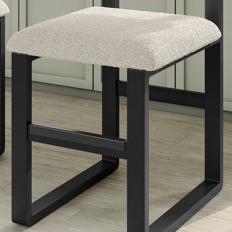 Corvus Caen Teddy Fabric Bar Stools with Wood Legs (Set of 2)