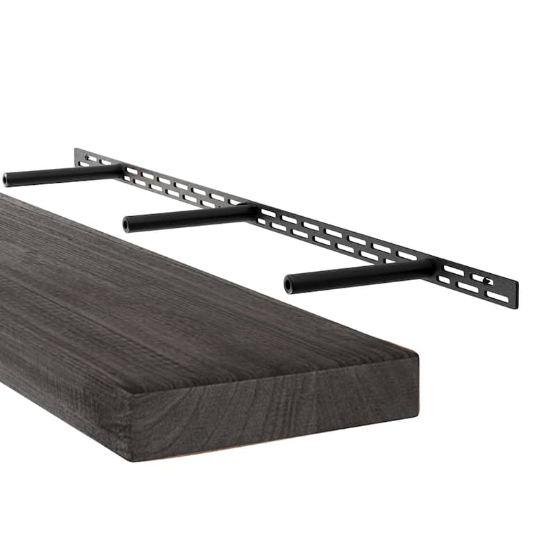 Wallniture Bois Wood Board 60" Long, 10'' Deep, 2" Thick, Hidden Bracket Shelf for Wall, Floating Bookshelf, Special Walnut, 1Pc