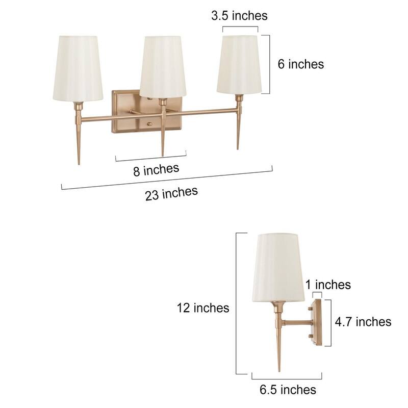 Modern 3-Light Gold Bathroom Vanity Light Fabric Wall Sconce for Powder Room