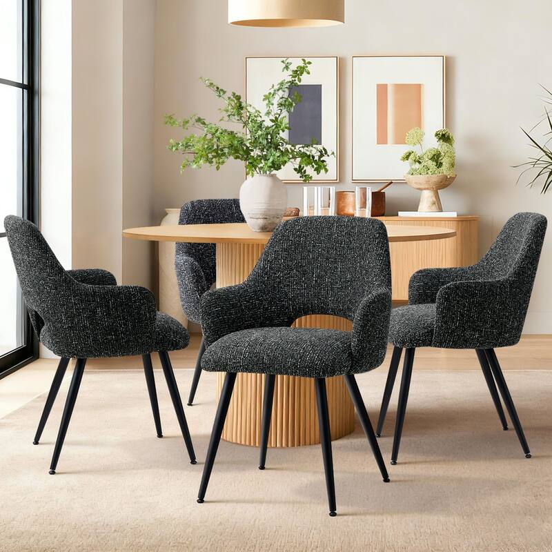Upholstered Dining Armchair (Set of 4) - Black
