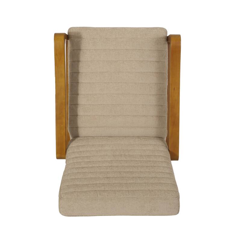 Small Wood Frame Recliner Club Chair with Retractable Footrest Living Room Lounge Armchair Upholstered Reading Chair for Bedroom