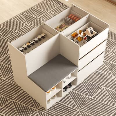 Cosmetic Organizer Storage Cabinet Glass Top for Makeup,Jewelry,Shoes