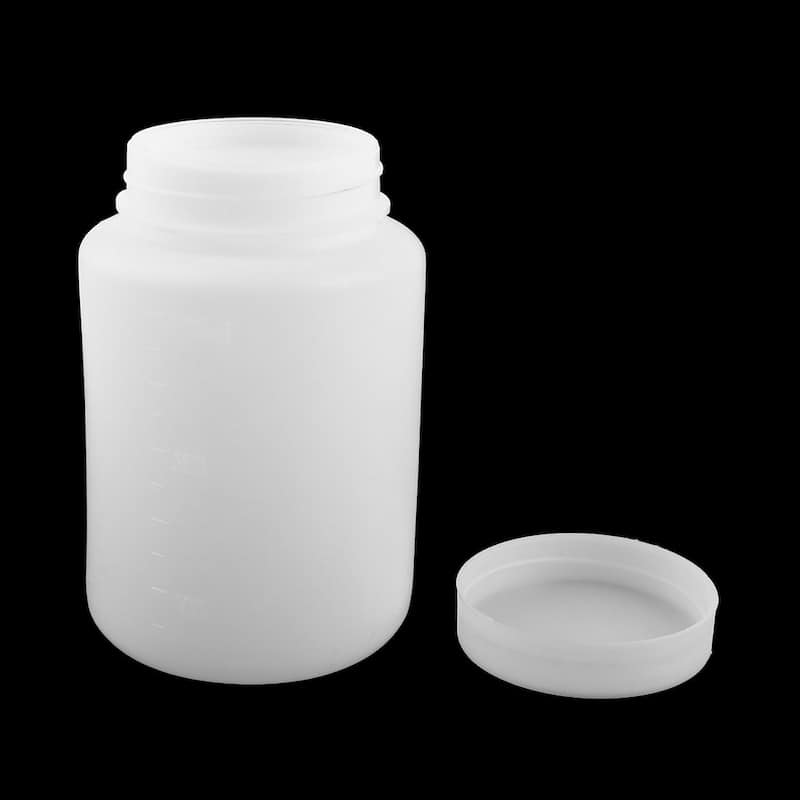 Plastic Cylinder Shaped Liquid Solid Powder Storage Bottle 500ML - White - 3.3" x 5.1"(D*H)