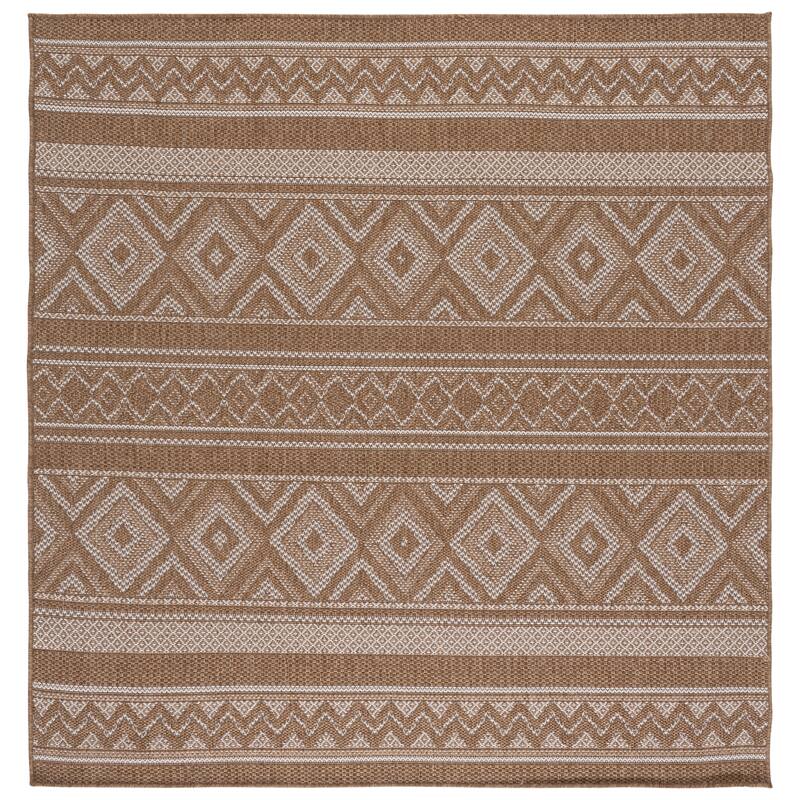 SAFAVIEH Sisal Performance Herminie Washable Indoor/Outdoor Rug - Weather Resistant & Easy Cleaning - 6'7" Square - Natural/Ivory