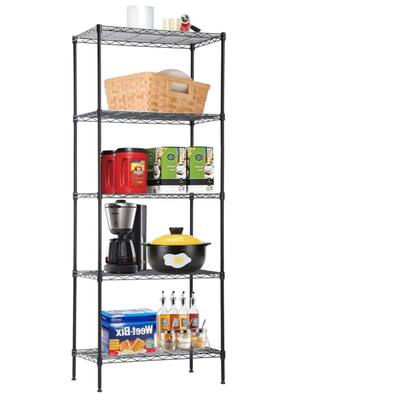 Heavy Duty 24"W x 14"D x 60"H 5-Shelf Metal Freestanding Shelves, Black