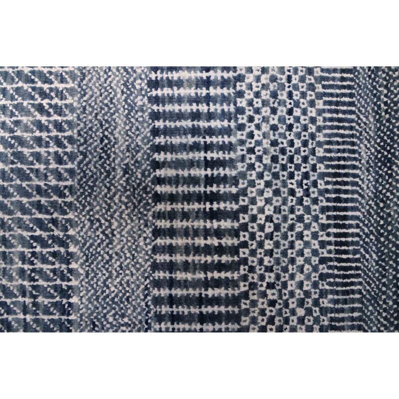 ECARPETGALLERY Hand-knotted Finest Silk Shadow Navy Silk, Wool Rug - 2'8 x 11'10