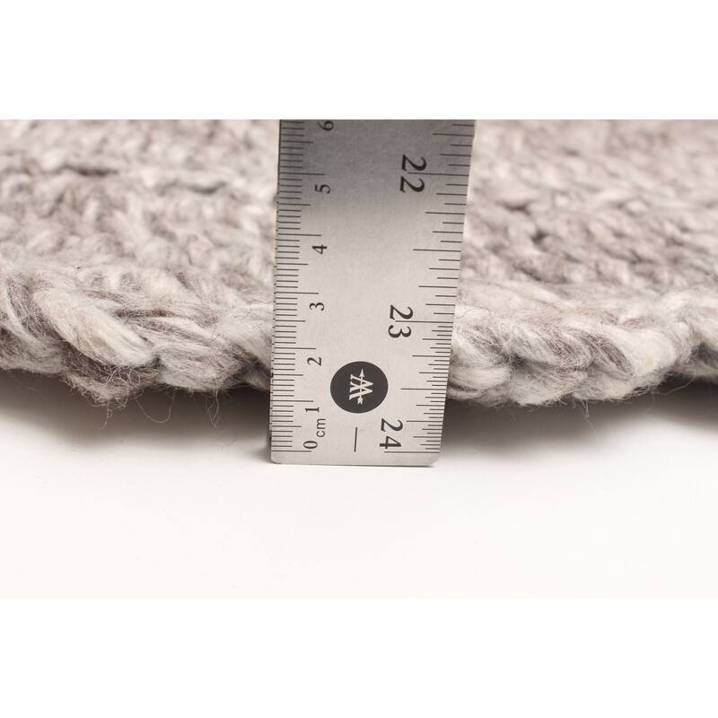 ECARPETGALLERY Braid weave Sienna Grey Wool Rug - 3'1 x 3'1