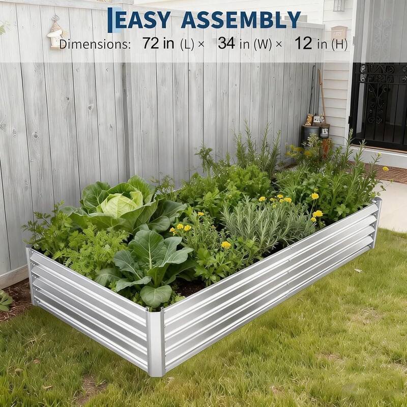6x3x1 Ft Galvanized Raised Garden Bed, Planter Box with Cover for Gardening, Flowers