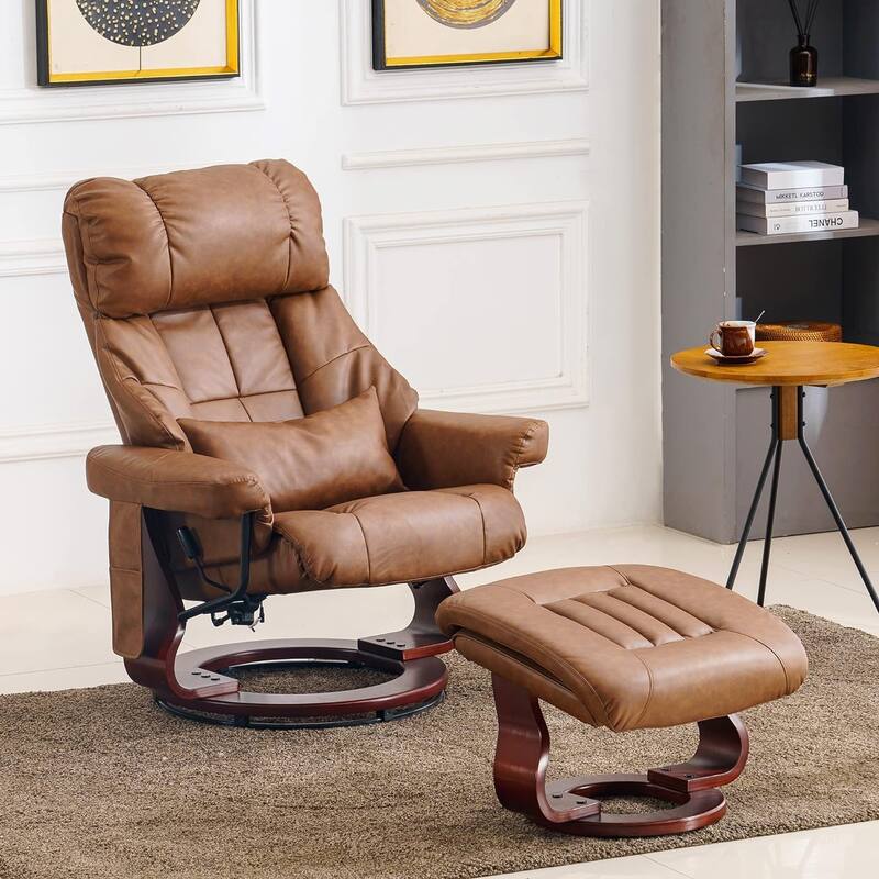 MCombo Set of 2 Recliner Chair with Ottoman Vibration Massag Faux Leather 9068