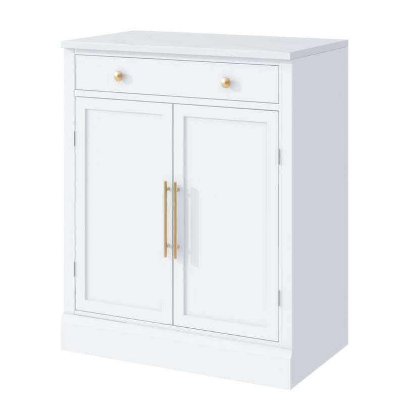 Anmytek White Freestanding Kitchen Pantry Cabinet, Buffet Coffee Bar Storage with Drawer Shelves for Dining