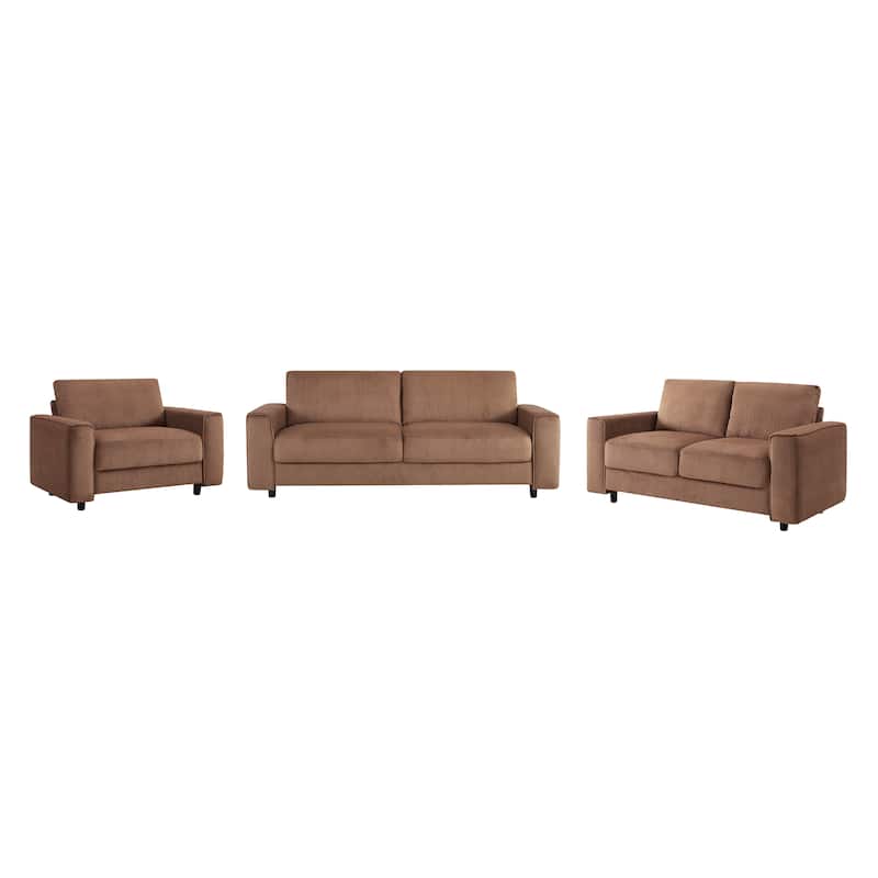 Modern Contemporary Upholstered 3-Piece Corduroy Plush Tufted Sofa Set