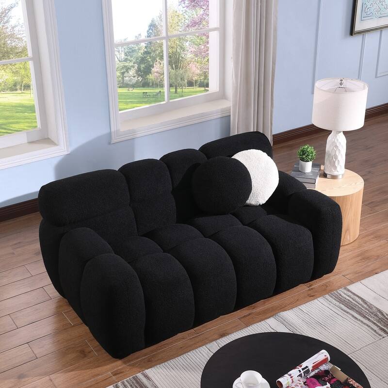 Two Sizes Of Teddy Velvet Upholstered Sofa