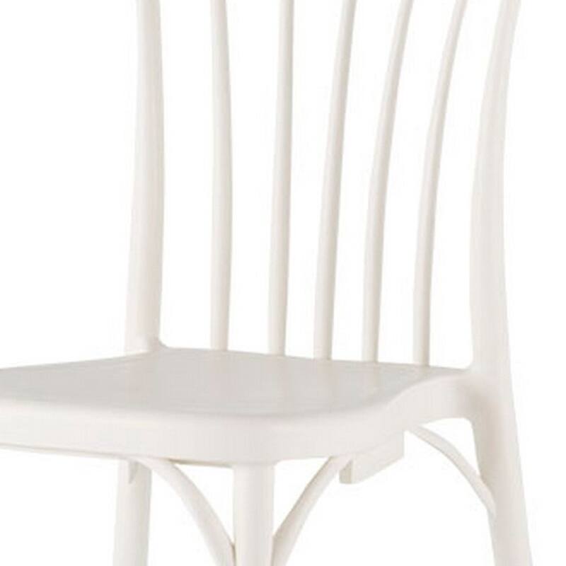HomeRoots Set of Two White Heavy Duty Plastic Outdoor Stacking Dining Chairs