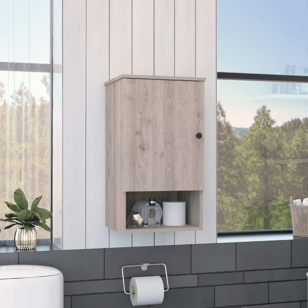 Medicine Cabinet with Single Door, One Open Shelf, Two Interior Shelves, Soft-Close Hinges,Bathroom or Kitchen Storage