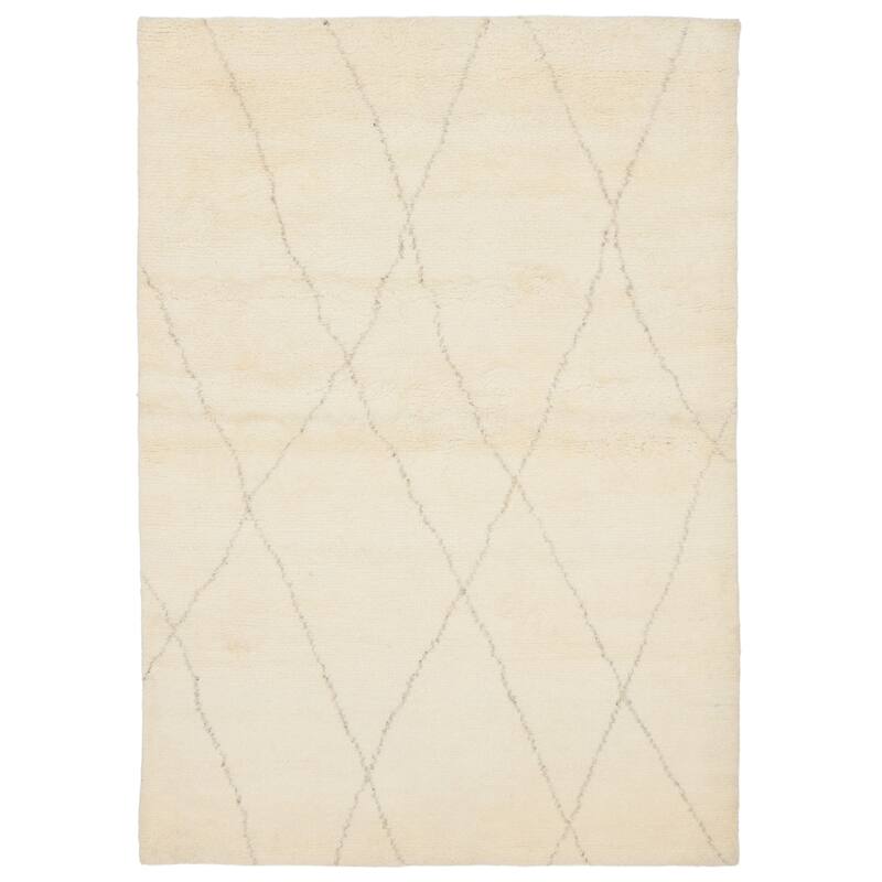 ECARPETGALLERY Hand-knotted Tangier Cream Wool Rug - 5'4 x 7'7