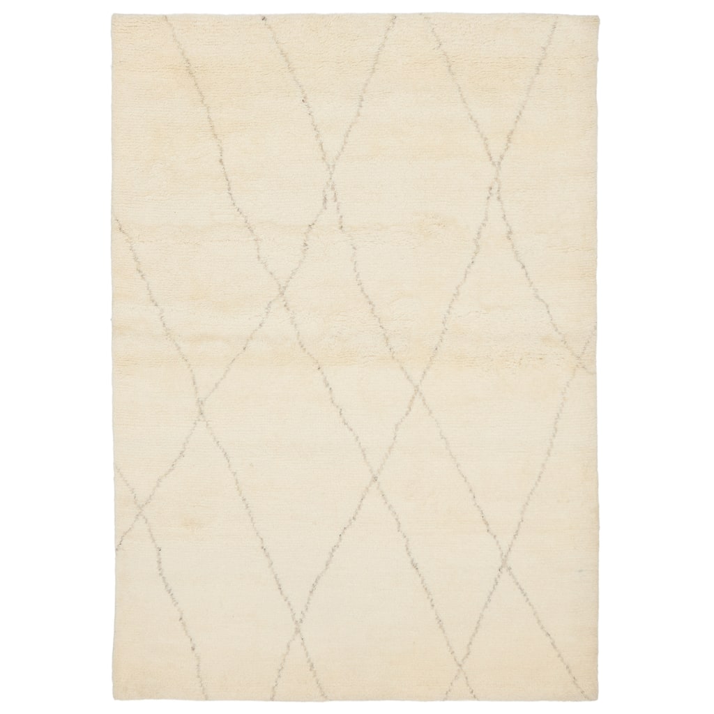 ECARPETGALLERY Hand-knotted Tangier Cream Wool Rug - 5'4 x 7'7