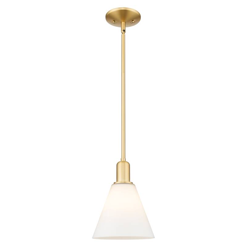 Innovations Lighting Endless Possibilities Arcadia - Berkshire Glass - 1 Light 8" Stem Hung Mini Pendant - Satin Gold/Matte White