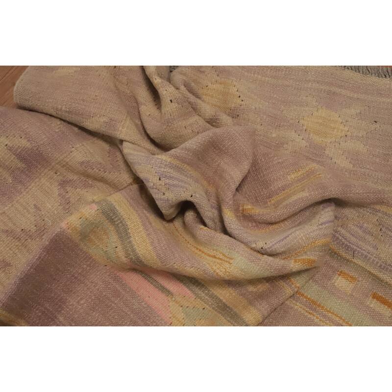 Hand Woven Oriental 100% Wool Carpet Southwestern Tribal Purples Kilim Area Rug - 7' 11'' X 5' 2''
