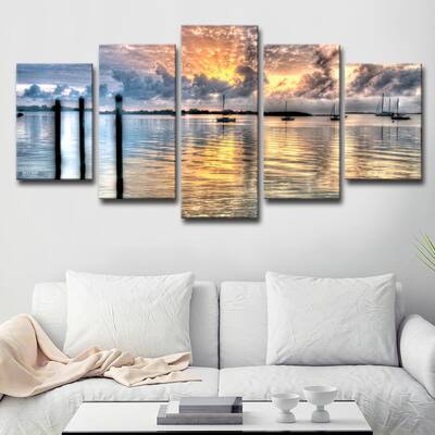 Calm Waters' 5-Piece Wrapped Canvas Wall Art Set