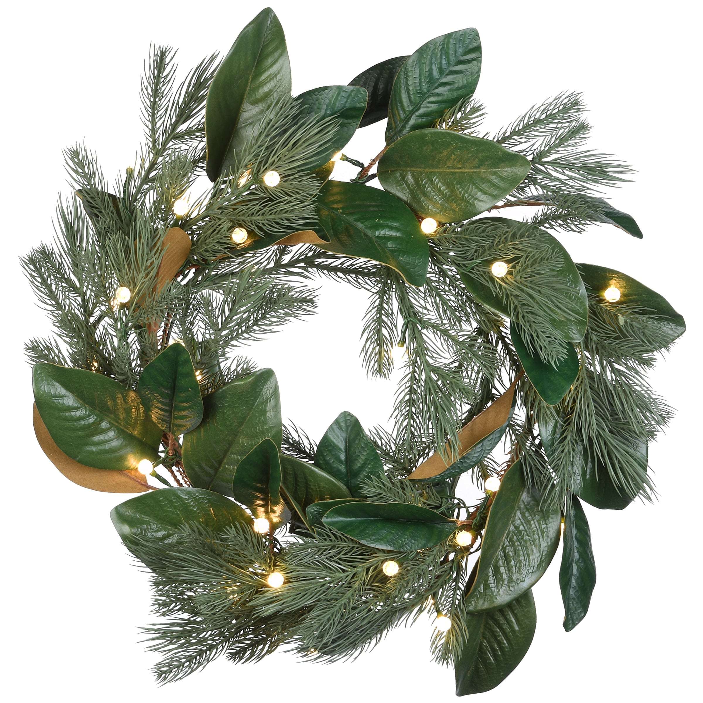 National Tree Company 2 ft. Magnolia Mix Pine Wreath with LED Lights - 2 ft