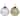 4" Glass Acorn Ornament (Gold + Silver) - Set of 4