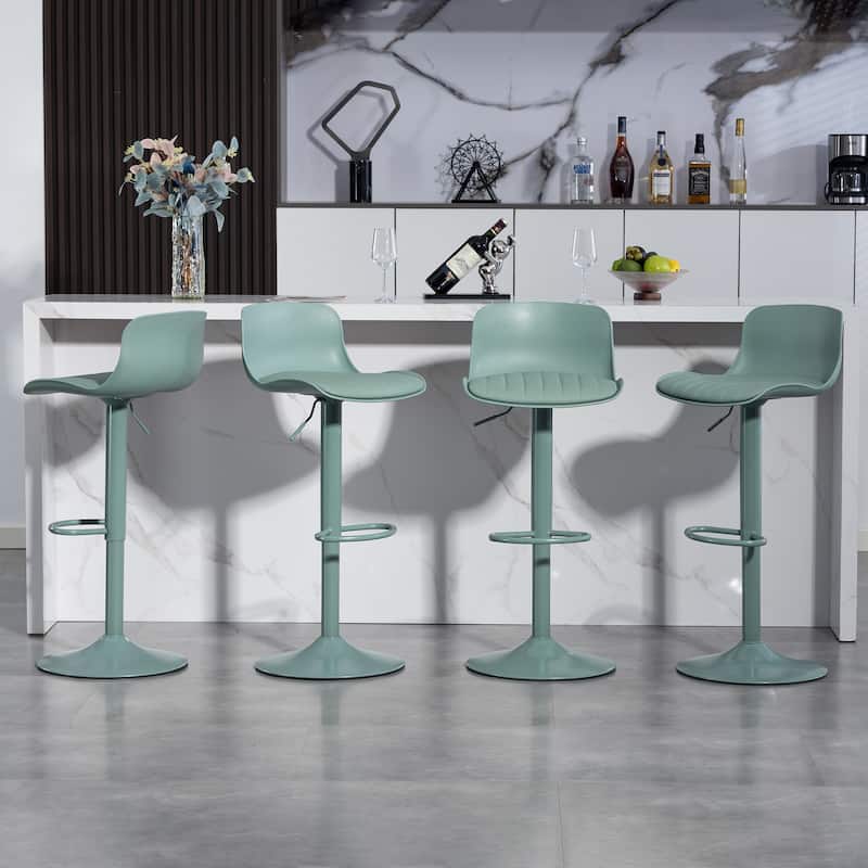 Bar Stools Set of 2 - Modern PU Leather Counter Height Barstools with Back, Height Adjustable Swivel Kitchen Island Chairs